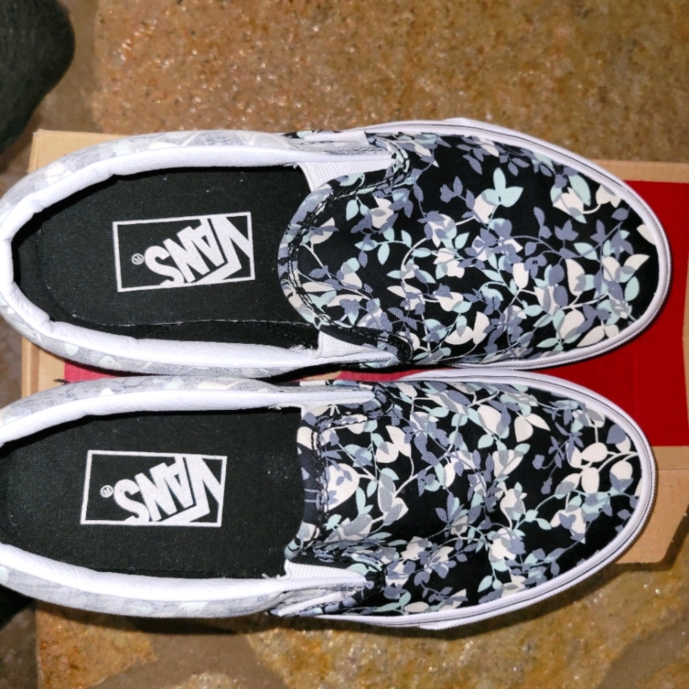 VANS Classic Slip-On Black & Teal Floral